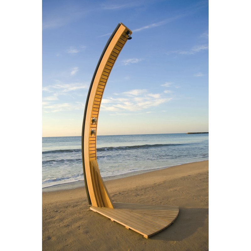 Douche solaire courbée en Teck Giordano 20L Piscine Shop