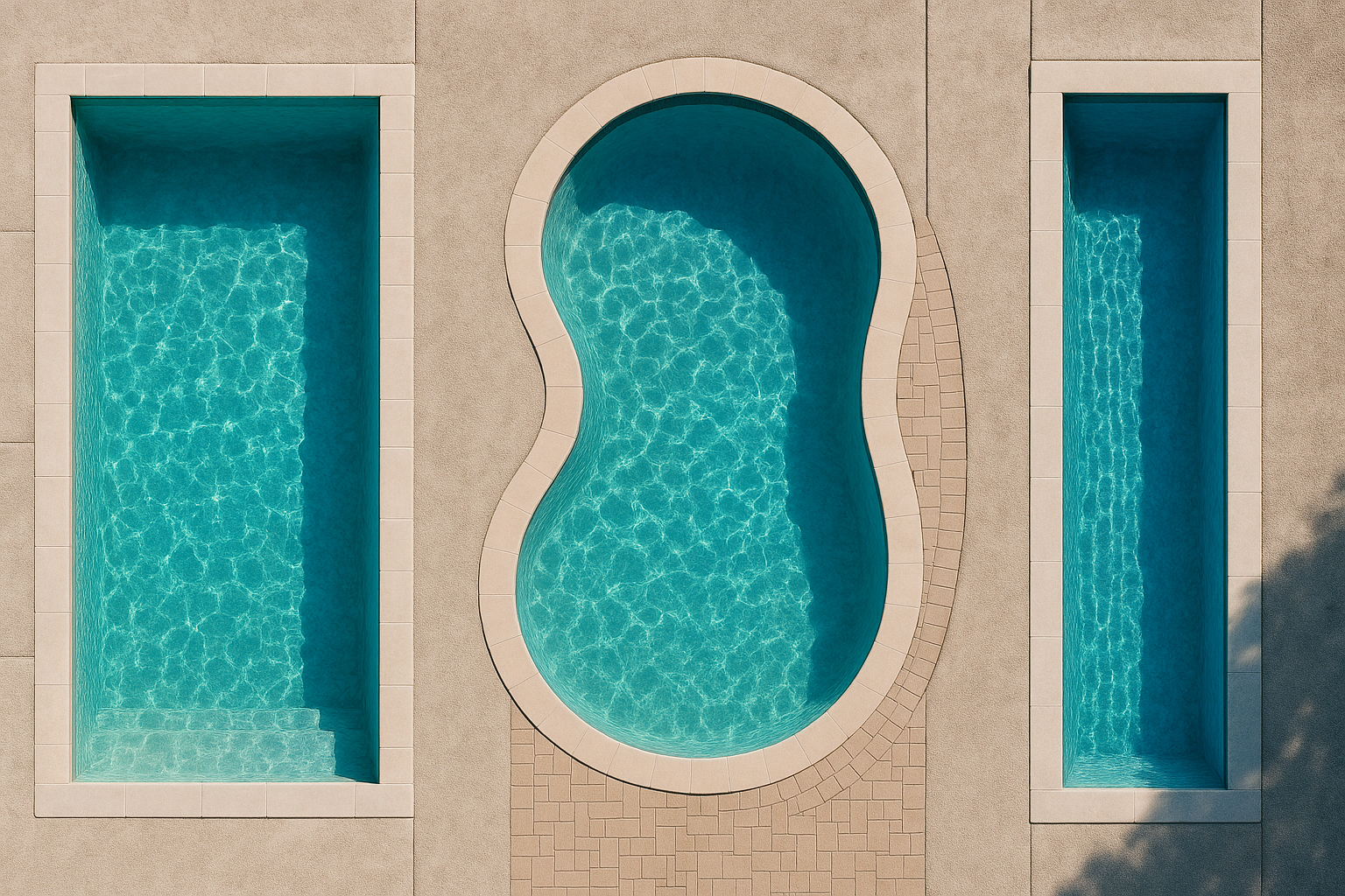 3 formes de piscines différentes