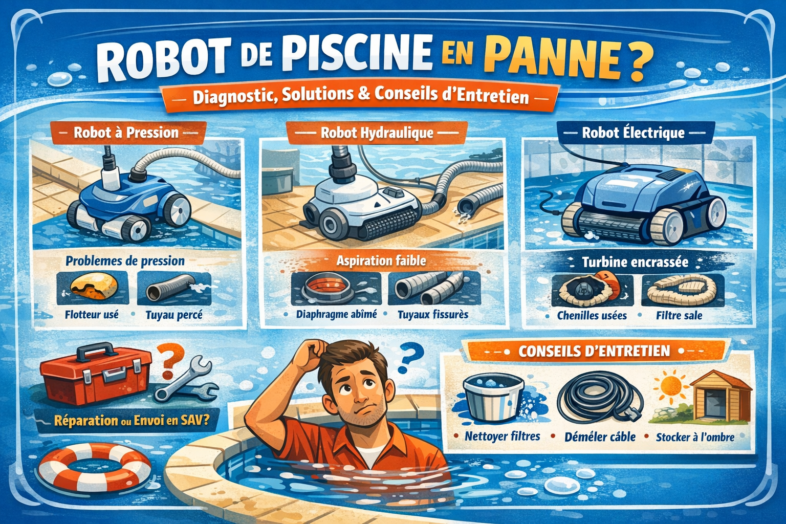 La panne d'un robot de piscine