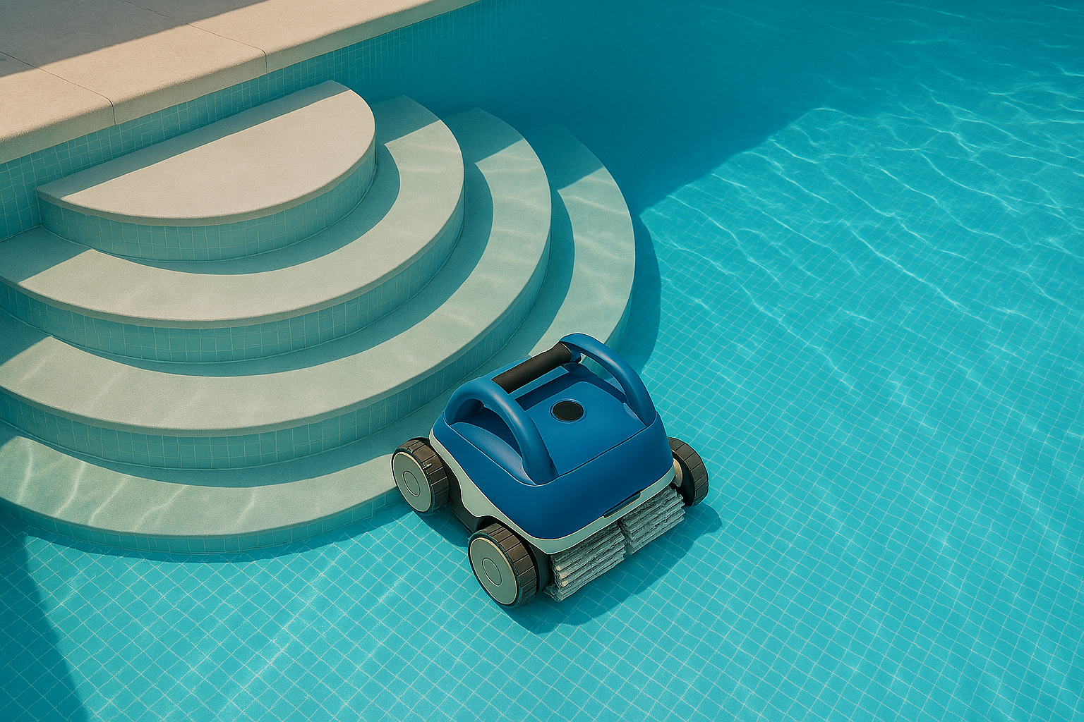 Robot piscine dans un escalier